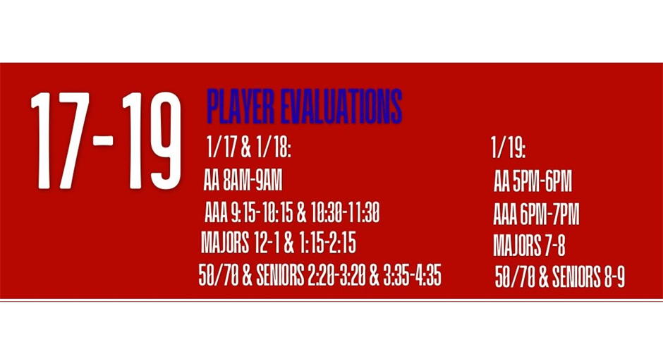 Player Evaluations! Click Here To Register!