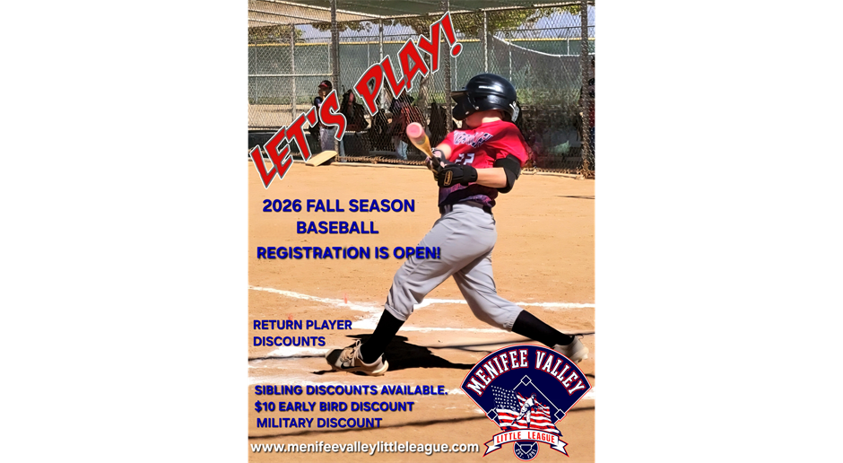 2026 Fall Baseball Registration Is Open!